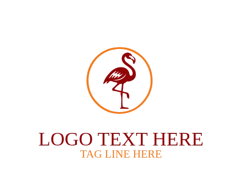 Retro Flamingo Circle Logo