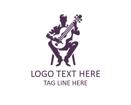 Retro Guitar Man Logo for Vintage Music Brands