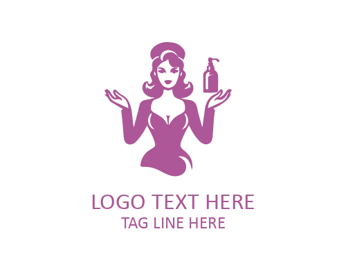 Retro Lady Beauty Outline Logo