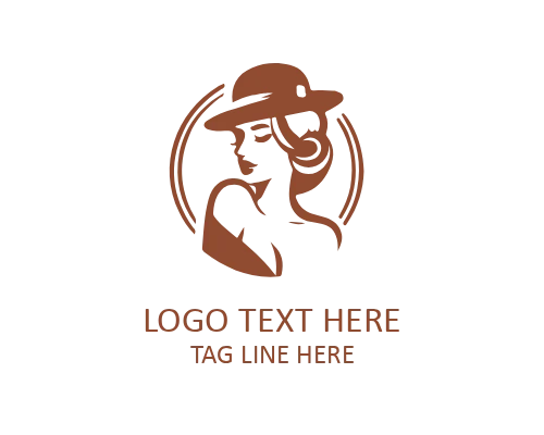 Retro Lady Creative Badge Logo