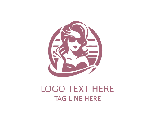 Retro Lady Hairstyle Logo