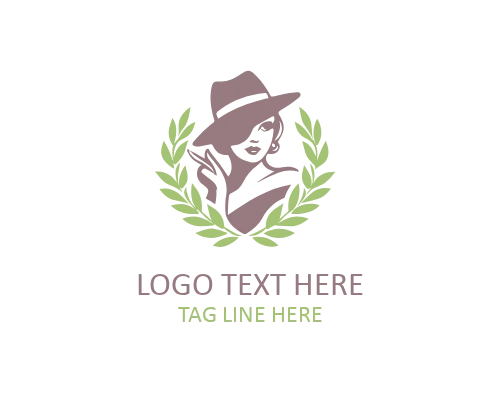Retro Lady Line Art Logo