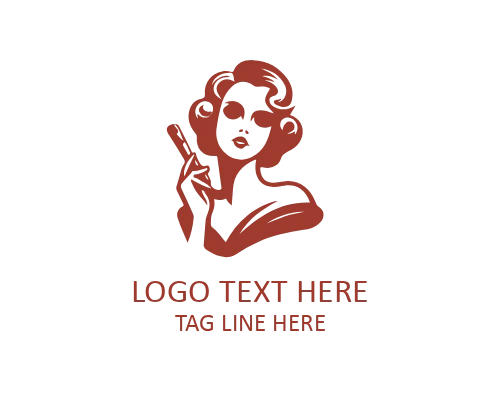 Retro Lady Neon Style Logo