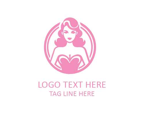 Retro Lady Round Icon Logo