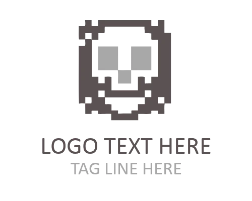Retro Pixel Skull Icon Logo