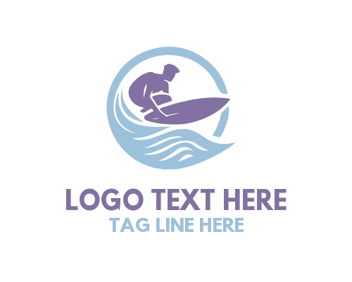 retro surfer wave logo