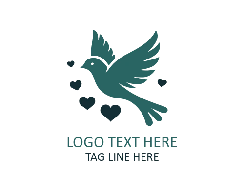  Ribbon Love Bird Flat Logo for Wedding and Gift Brands