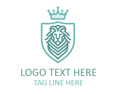Roaring Crowned Monoline Lion Logo