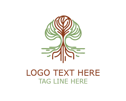 Root Circle Tree Monoline Logo for Sustainability Branding
