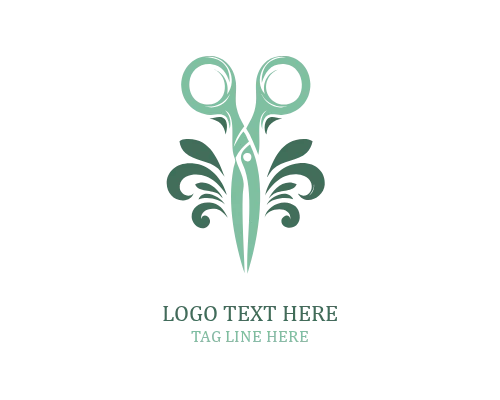 Rose Circle Scissor Floral Logo