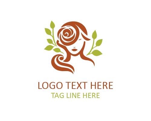 Rose Lady Heart Shape Logo