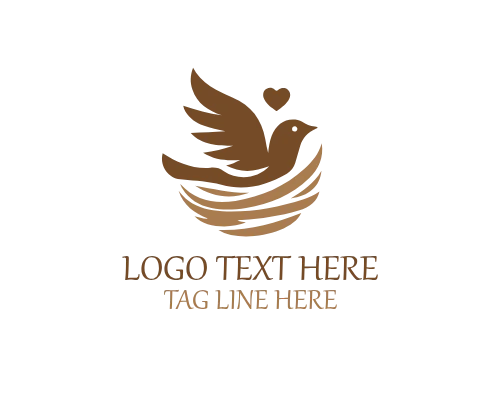 Round Nesting Bird Home Logo for Care and Wildlife Branding