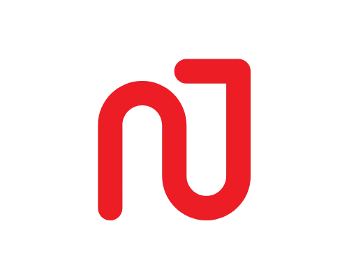 Rounded Letter N and Letter J Logo