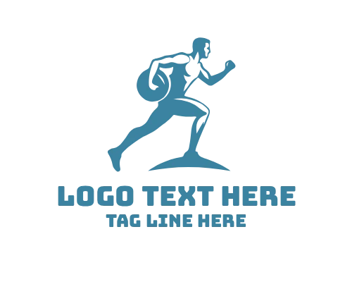 Running Man Silhouette Fitness Logo