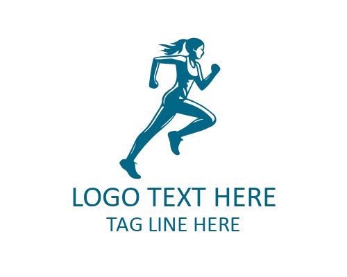  Running Woman Fast Sprint Motion Logo