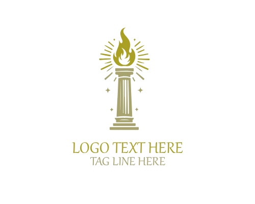 Sacred Fire Pillar Logo for Religious and Spiritual Organizations