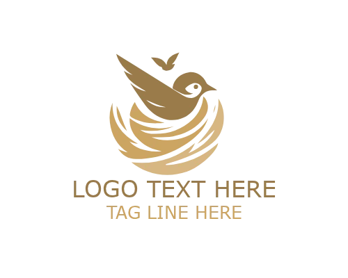 Safe Circle Nesting Bird Logo for Protection Branding