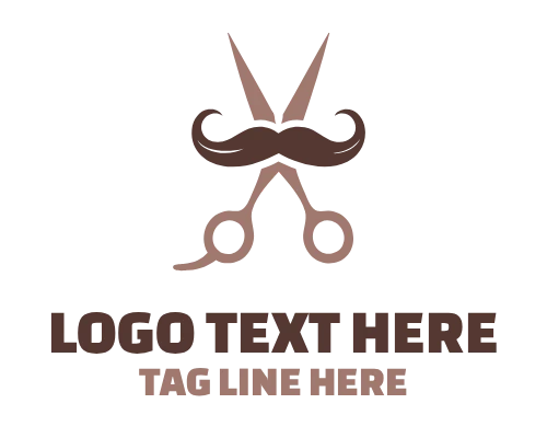 Scissor and moustache Barber Logo