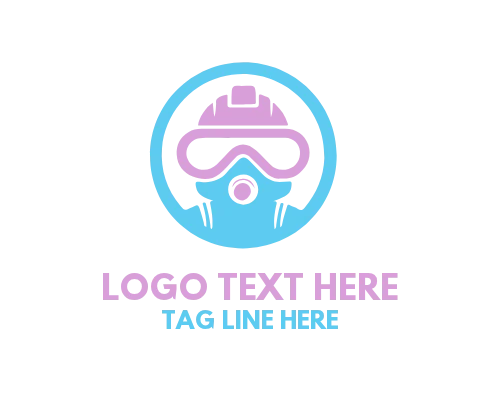 Scuba Diver Discovering Coral Reef Marine Life Logo