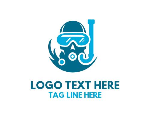 Scuba Diver with Air Bubbles Exploring the Deep Ocean Logo