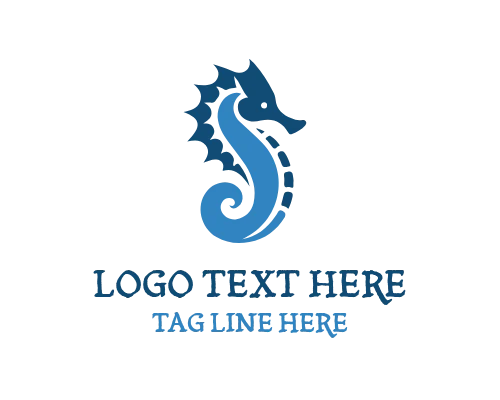 Sea Horse with Coral Reef Logo
