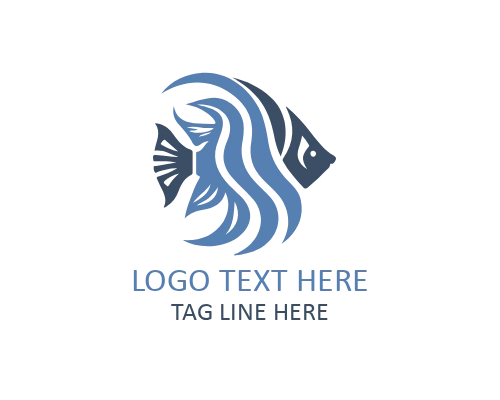 Serene Wave Tropical Fish Flat Logo