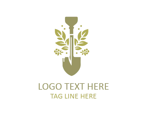 Shovel Floral Logo Fitness Nature Style