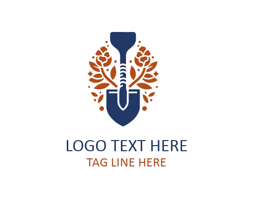 Shovel Floral Strength Vector Logo