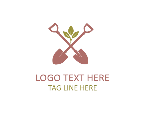 Shovel Garden Growth Logo for Planting and Eco Gardening Branding