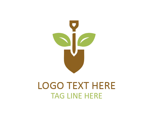 Shovel Gardening Green Logo for Landscaping and Garden Care Branding