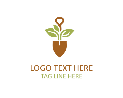 Shovel Plant Care Logo for Gardening and Landscaping Branding