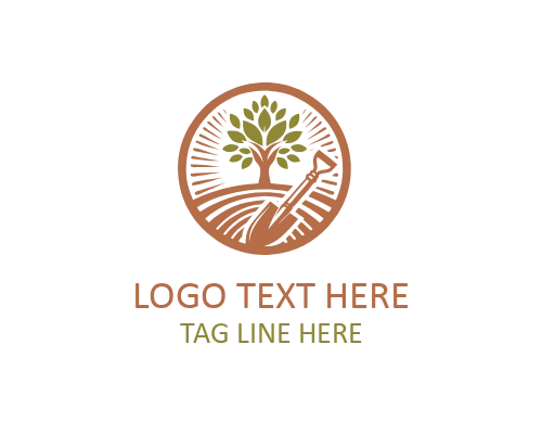 Shovel Planting Logo for Gardening and Plant Growth Branding