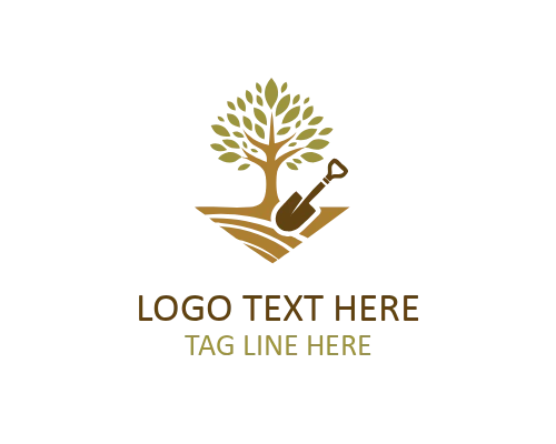 Shovel Yard Care Logo for Lawn Maintenance and Outdoor Branding