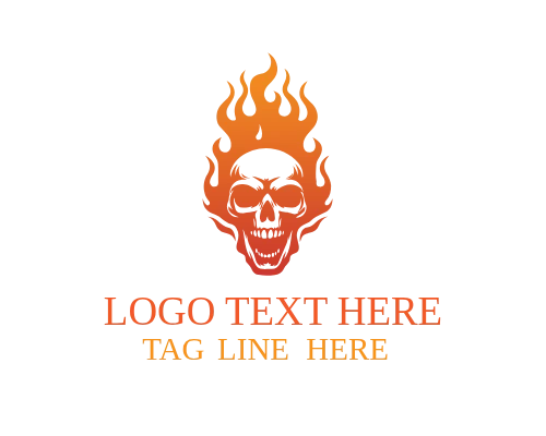 Signature Flaming Skull Brand Logo