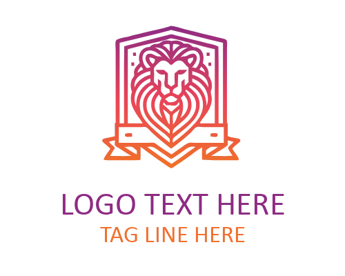 Silhouette Monoline Lion Logo