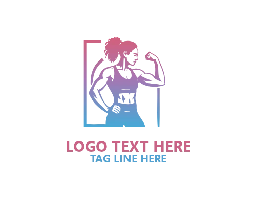 Silhouette Strong Woman Gym Logo