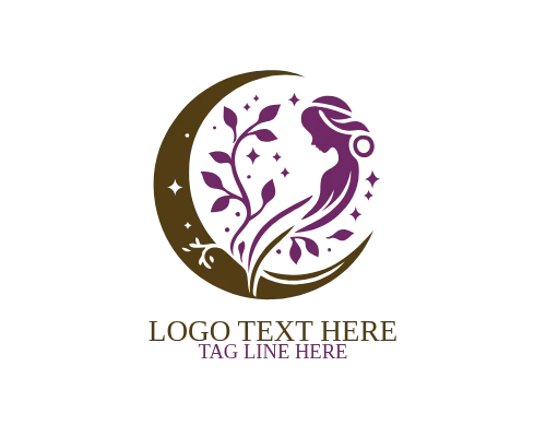 Silver Night Moon Woman Logo