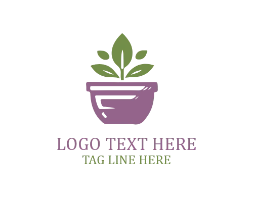 Simple Botanical Plant Pot Logo