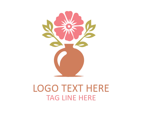 Simple Flower Vase Outline Logo