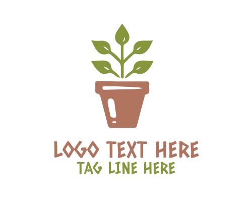 Simple Garden Plant Pot Logo