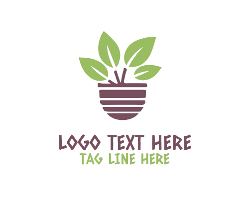 Simple Leaf Plant Pot Logo