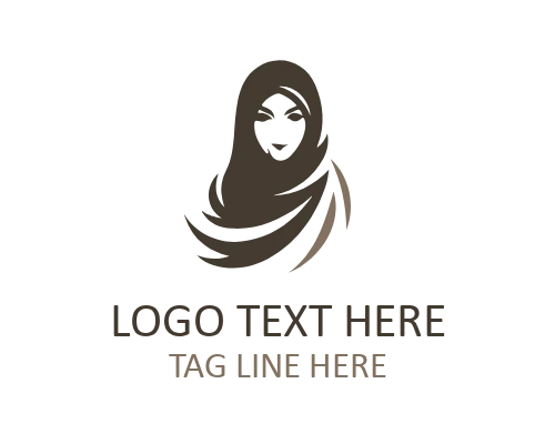 Simple Veiled Hijab Woman Mark Logo