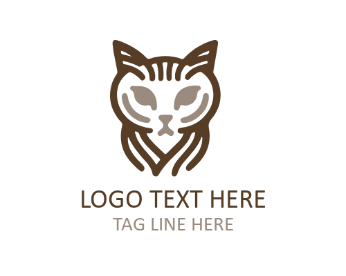 Sitting Linear Cat Logo for Pet Care Branding