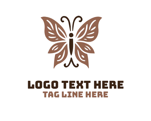 Skincare Brand Linear Floral Butterfly Logo