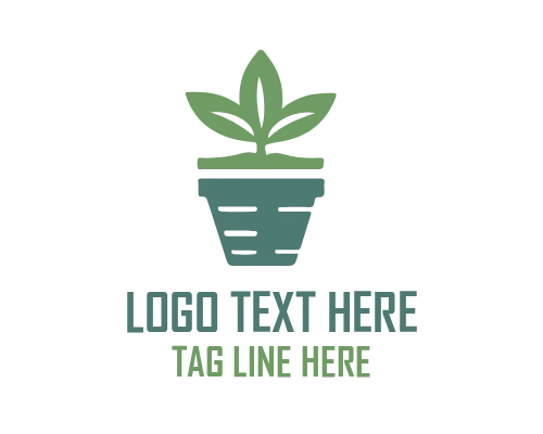 Small Leaf Plant Pot Logo