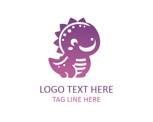 Smiling Little Dino Cartoon Logo