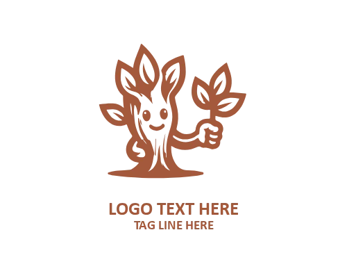 Smiling Tree Mascot Logo