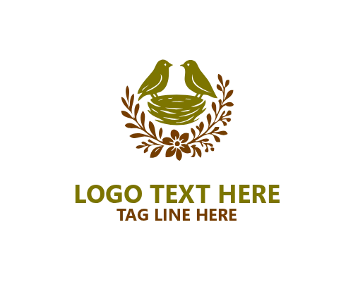 Soft Circle Nest Bird Logo