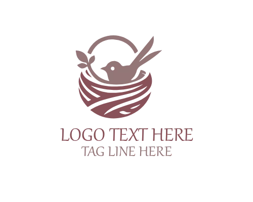 Soft Circle Nesting Bird Logo for Gentle and Caring Branding