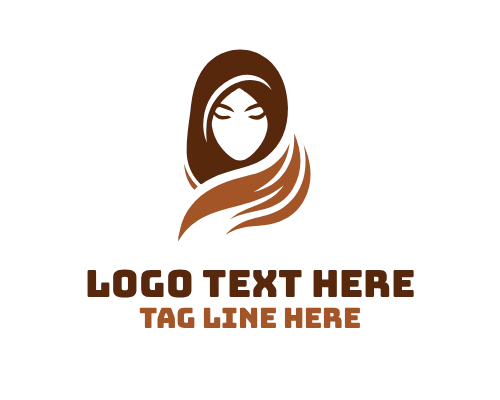 Soft Curve Veiled Hijab Woman Elegant Logo